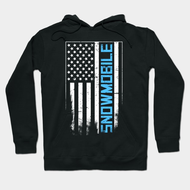 Distressed Snowmobile & United States Flag Hoodie by MeatMan